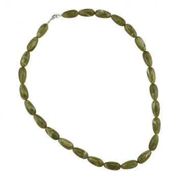 Kette 22x11mm Birnenperle Kunststoff oliv-weiß-marmoriert glänzend 60cm