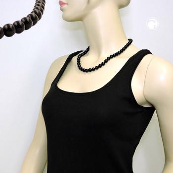 Kette 10mm Kunststoffperlen schwarz glänzend 50cm