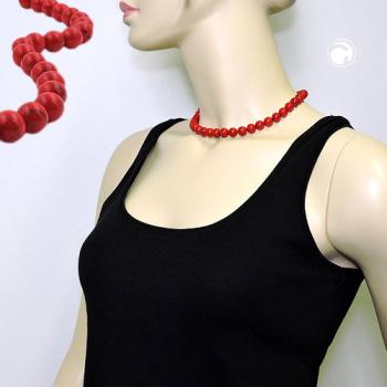 Kette 10mm Kunststoffperlen rot-schwarz-marmoriert 40cm