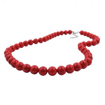 Kette 10mm Kunststoffperlen rot-schwarz-marmoriert 40cm