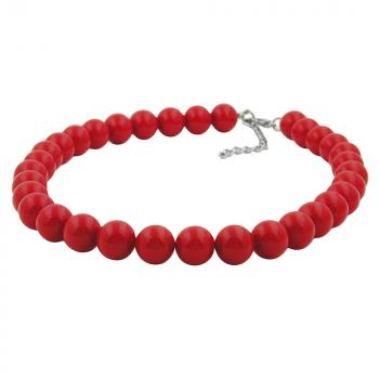 Kette 12mm Kunststoffperlen rot glänzend 45cm