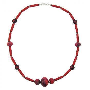 Kette, rot-marmoriert, rot-metallic