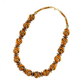 Kette 24x19mm Schraubenperle orange-altgold Kunststoff 51cm