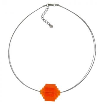 Kette Drahtkette Stufenperle orange-transparent Kunststoffperlen 45cm