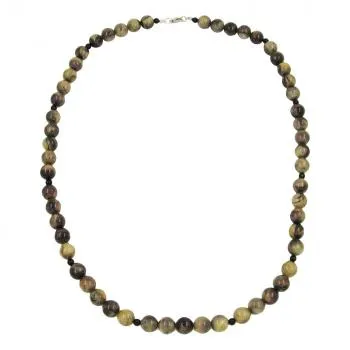 Kette Perlen 12mm Perle Kunststoff oliv-schwarz-marmor 75cm