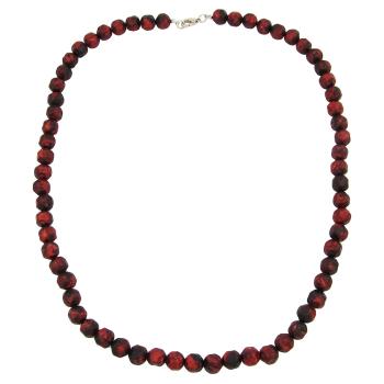 Kette 10mm Kunststoffperlen Barockperlen rot-schwarz-marmoriert 60cm