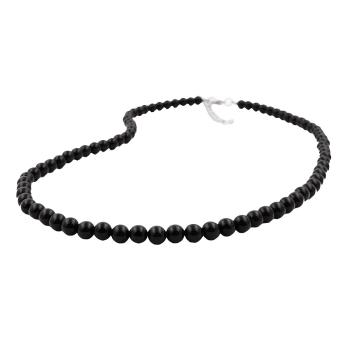 Kette 6mm Perle Kunststoff schwarz-glänzend 42cm