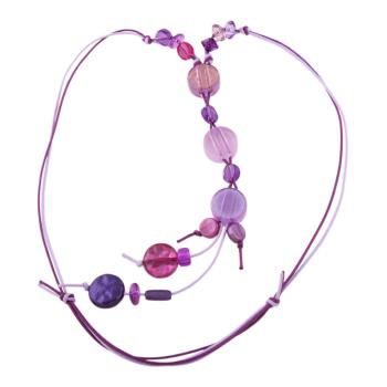 Kette flache Perle lila mit Kordel
