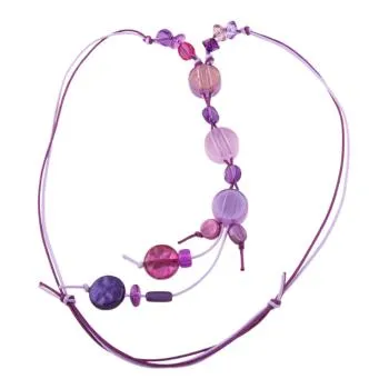Kette flache Perle lila mit Kordel