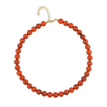 Kette 10mm Rundperle orange-schwarz-marmoriert Kunststoff 40cm