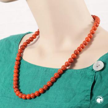 Kette 10mm Rundperle orange-schwarz-marmoriert Kunststoff 60cm