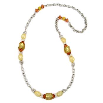 Kette, Steinperle gelb mit Ankerkette
