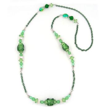 Kette, Steinperle mit Ankerkette grün