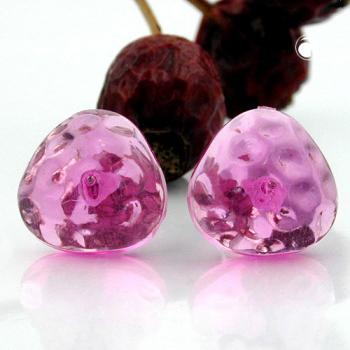 Ohrstecker Ohrring 14mm Dreieck pink-transparent gehämmert Kunststoff