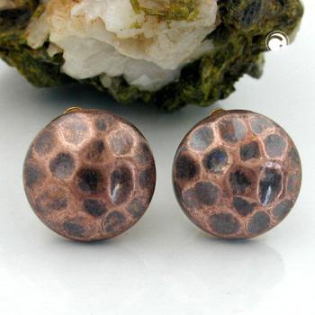 Clip Ohrring 16mm kupfer-antik gehämmert Kunststoff-Bouton