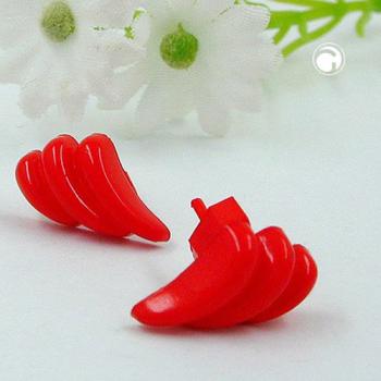 Ohrstecker Ohrring 8x15mm Bogen Schweif gerillt rot-glänzend Kunststoff Vollplastik