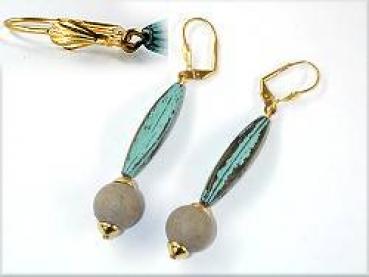 Brisur, Rillenolive patina, Perle grau
