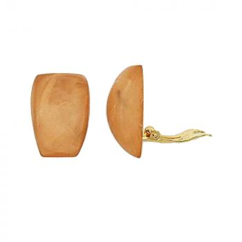 Clip Ohrring 27x17mm Trapez hellbraun marmoriert matt Kunststoff-Bouton