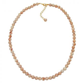 Kette, Perle 8mm, beige-marmor