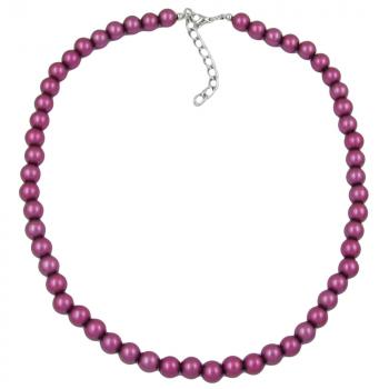 Kette, Perlen 8mm, lila-wachs