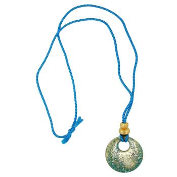 Kette, Krokoplatte, Kordel blau