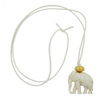 Kette, Elefant weiß-goldfarben-marmoriert, 90cm