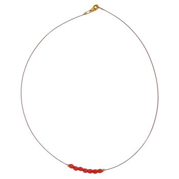 Kette Drahtkette mit facettierten Glasperlen rot 40cm