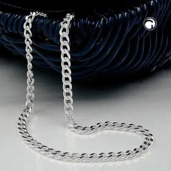 Kette 3mm Flachpanzerkette diamantiert Silber 925 19cm