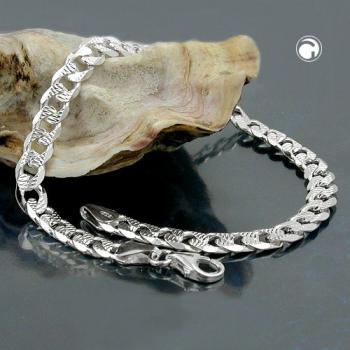 Armband 56mm Panzerkette flach mit Muster Silber 925 21cm
