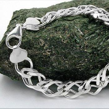 Armband 11x35mm Zwillingspanzer Silber 925 21cm