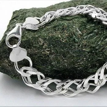 Armband 11x35mm Zwillingspanzer Silber 925 21cm