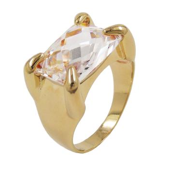 Ring mit 14x10mm großem Zirkonia 3 Mikron vergoldet Ringgröße 60