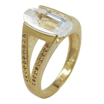 Ring 14x8mm Zirkonia weiß 3 Mikron vergoldet Ringgröße 64
