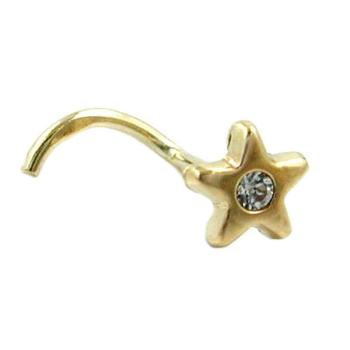 Nasenstecker 4mm Stern mit Zirkonia weiß 14Kt GOLD