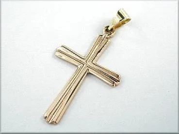 Anhänger 25x15mm Kreuz mit Rille in Kreuzbalken 9Kt GOLD