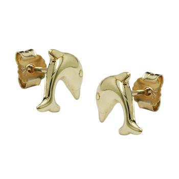 Ohrstecker Ohrring 8x7mm springender Delfin glänzend 9Kt GOLD