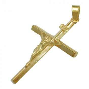 Anhänger 30x18mm Kreuz mit Jesus 9Kt GOLD
