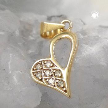 Anhänger 16x11mm Herzform 7x Zirkonia 9Kt GOLD