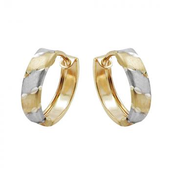 Creole Ohrring 12x3mm Klappscharnier bicolor rhodiniert 9Kt GOLD