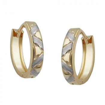 Creole 12x11x3mm Klappscharnier bicolor rhodiniert 9Kt GOLD