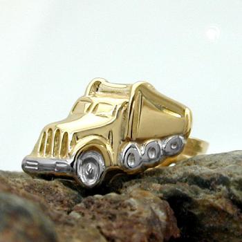 Ohrstecker Ohrring 7x11mm Truck bicolor Einzel-Ohrstecker 1 Stück 9Kt GOLD