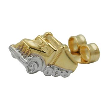 Ohrstecker Ohrring 7x11mm Truck bicolor Einzel-Ohrstecker 1 Stück 9Kt GOLD