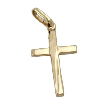 Anhänger 22x13mm Kreuz matt-glänzend 9Kt GOLD