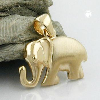 Anhänger 10x15mm Elefant matt-glänzend 9Kt GOLD