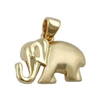 Anhänger 10x15mm Elefant matt-glänzend 9Kt GOLD