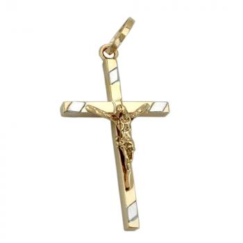 Anhänger 22x13mm Kreuz-Jesus bicolor 9Kt GOLD