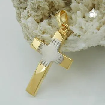 Anhänger 21x14mm Kreuz bicolor 9Kt GOLD