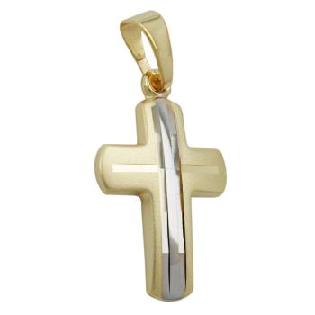 Anhänger 16x12mm Kreuz bicolor 9Kt GOLD