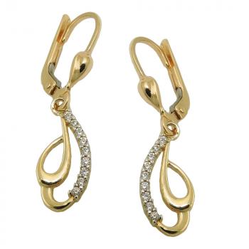 Ohrbrisur Ohrhänger Ohrringe 30x7mm mit Zirkonias rhodiniert 9Kt GOLD