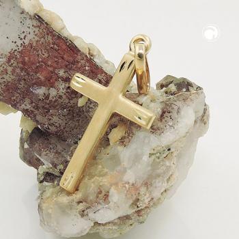Anhänger 20x13mm Kreuz matt-diamantiert 9Kt GOLD